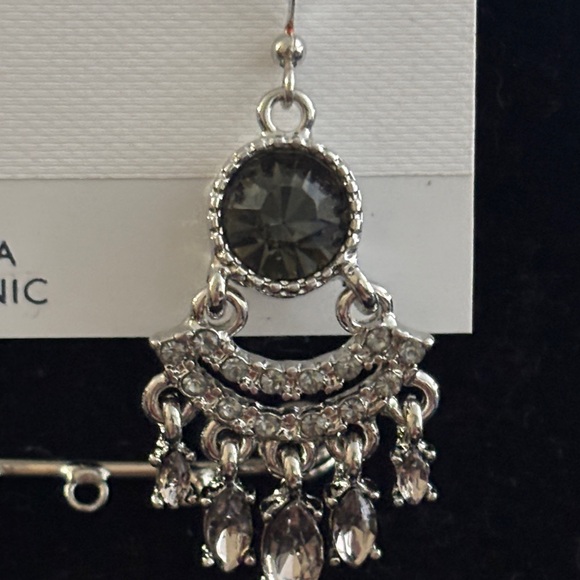Charter Club Silver and Gray Chandelier Earrings NWT - Picture 3 of 3